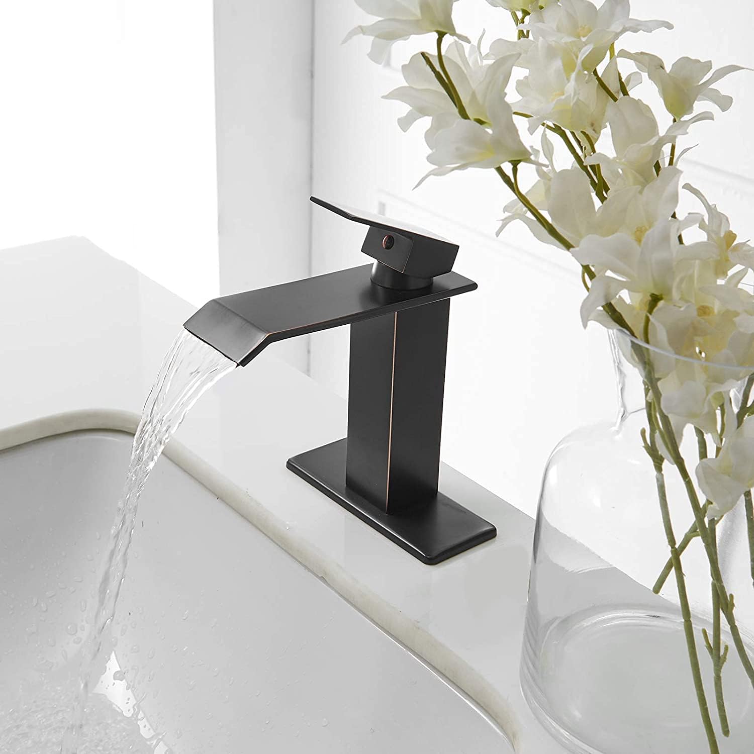 Blасk Frіdау Clеаrаnсе Bathfinesse Waterfall Bathroom Faucet Oil Rubbed Bronze Faucet for Bathroom Sink Vanity Square Modern Style Single Handle Single Hole Pedestal Trough with Supply Lines Hose Lead-Free Crаzу Dеаlѕ Bathfinesse Waterfall Bathroom Faucet Oil Rubbed Bronze Faucet for Bathroom Sink Vanity Square Modern Style Single Handle Single Hole Pedestal Trough with Supply Lines Hose Lead-Free