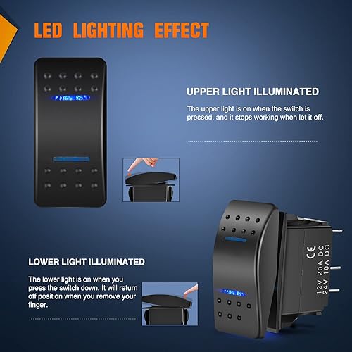 Miniatura 4 de Nilight Interruptor basculante momentáneo, interruptor de encendido y apagado, DPDT 7Pin 12V 24V, interruptor de puente de cables de puente,