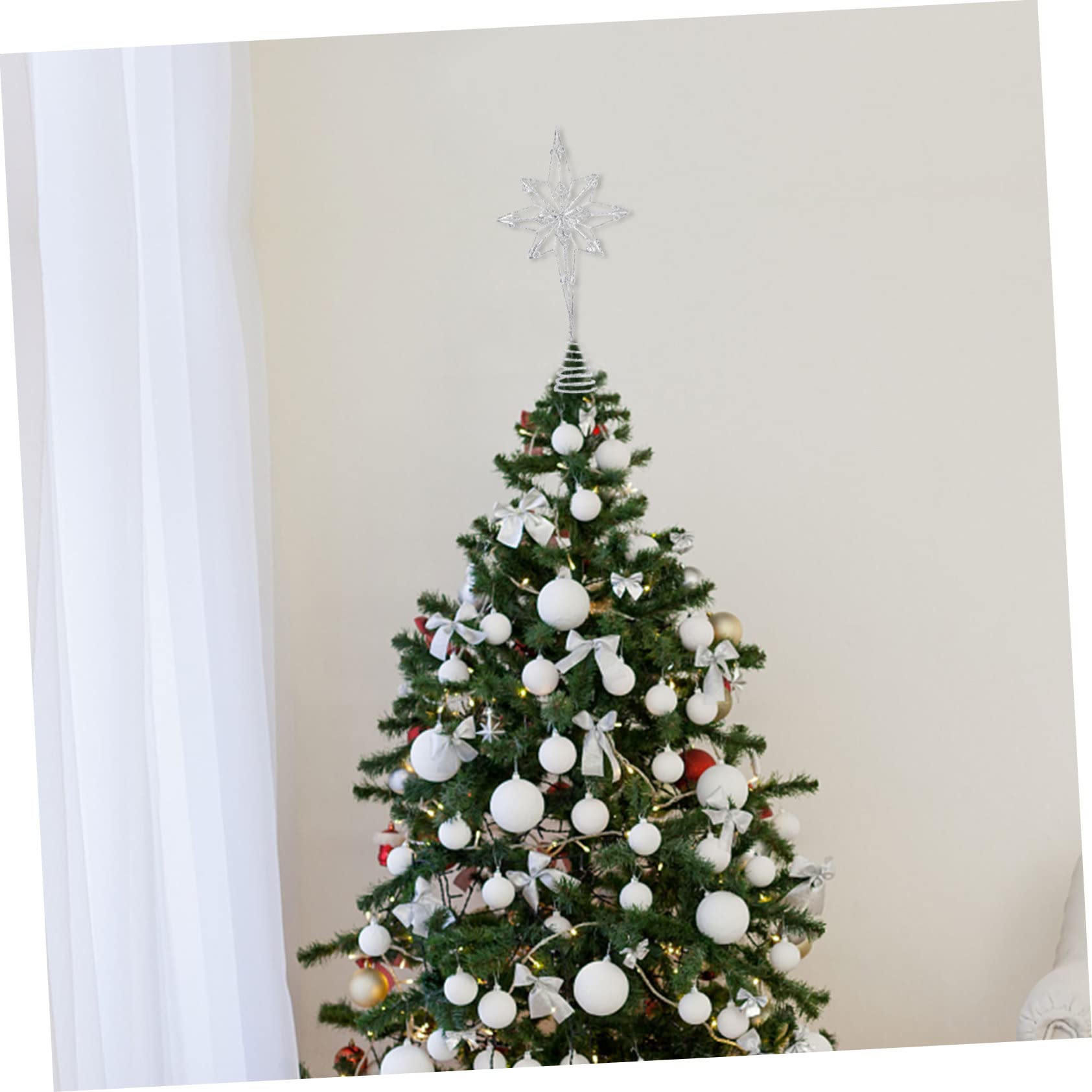 MAGICLULU 2 Pièces Accessoires De Décoration De Noël Étoile De Sapin De Décorations d'arbre en Métal Étoile Scintillante d'arbre Étoile d'arbre Étoile À 8 Points
