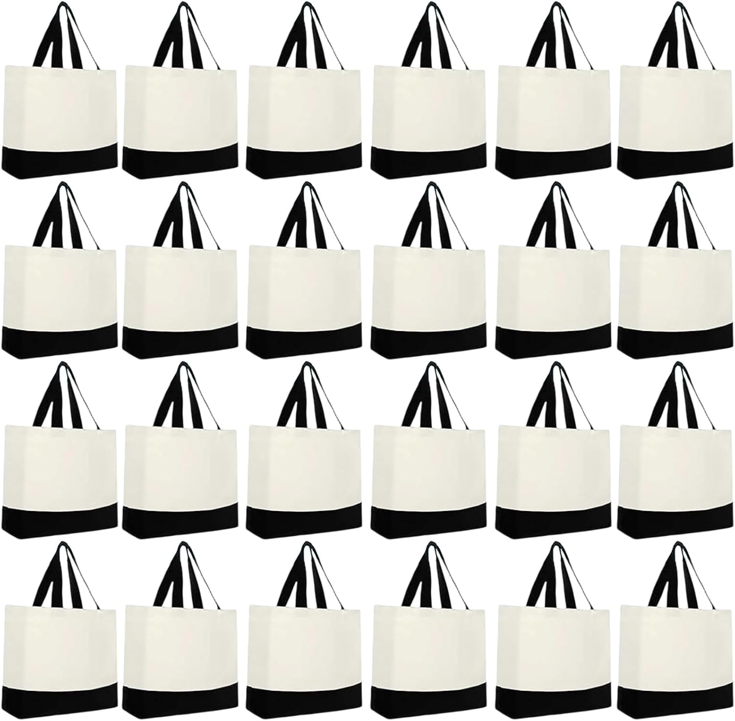 24 Pack 12 oz Large 18.5 x 15 Inch Canvas Tote Bags Bulk with Handles 24 Colors Shopping Reusable Blank Bags for Gift