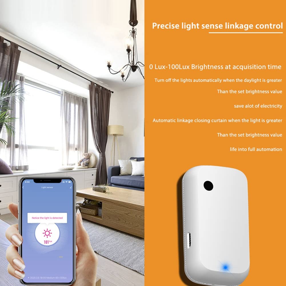 Rensimote Light Sensor Linkage Control Brightness Sensor Brightness Sensor Illumination Tuya WiFi, White - Image 2