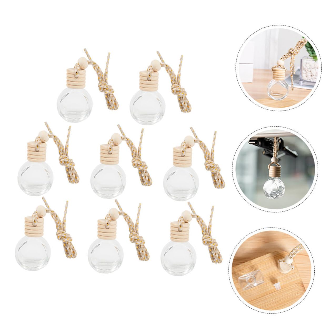Gatuida 50stücke Auto Duftflasche Hängend Leere Glasflaschen Für Ätherische Öle Nachfüllbare Parfüm Diffuser Für Auto Transparentes Design Mit Aufhängeseil