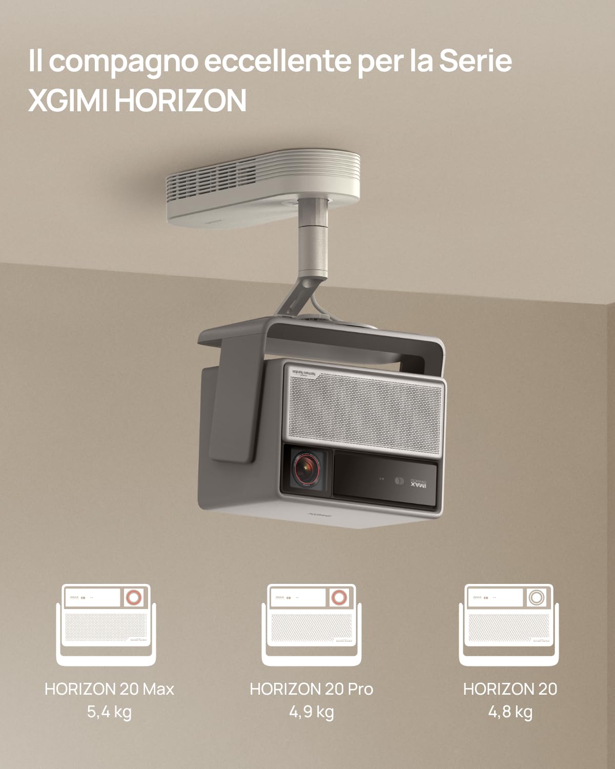 XGIMI - Supporto da soffitto, progettato per proiettore, facile da montare, regolazione flessibile, supporto per proiettore si adatta all'arredamento interno, Ceiling Mount