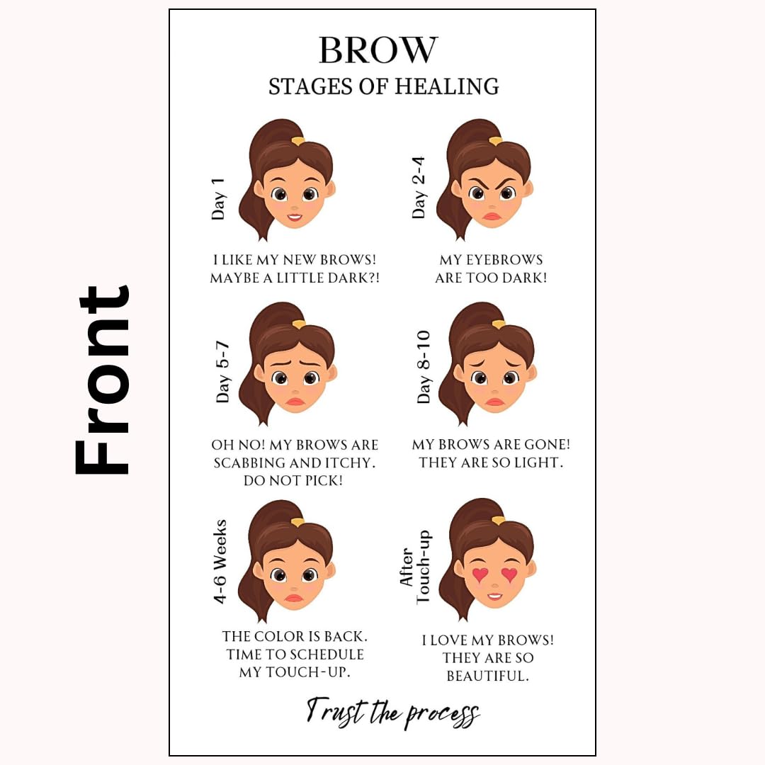 PMU Permanent Makeup Eyebrow Aftercare Card | 50 packk 2 x 3.5 Inch business card size | Tattoo Aftercare for Brow Microblading Ombre and Lip Blush