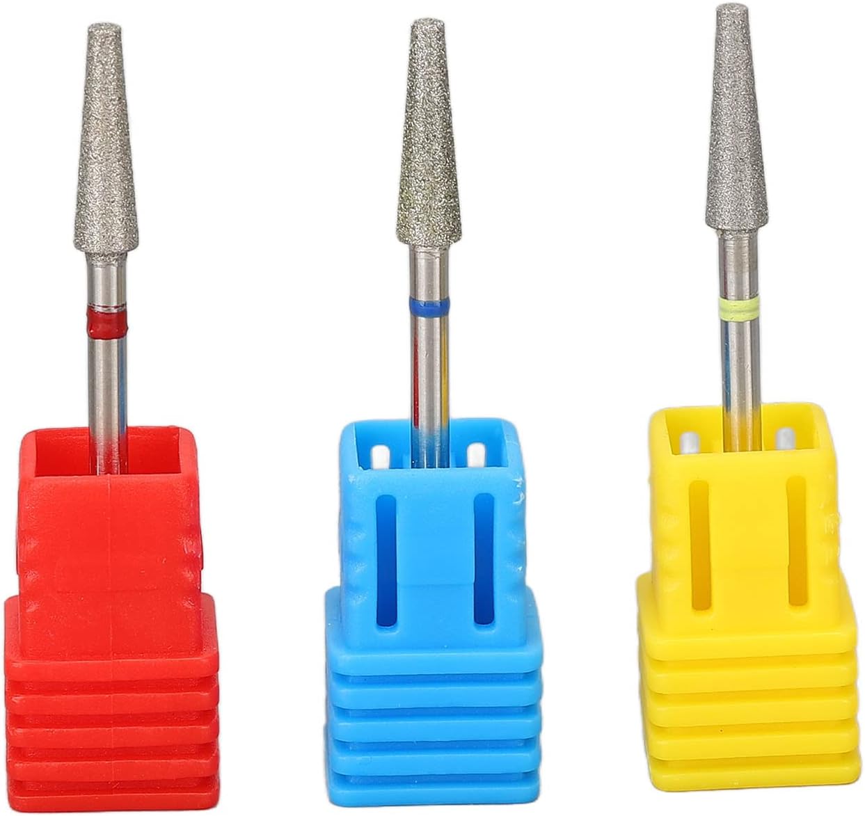 Nail Drill Bits Set, 3pcs 3/32 Inch Electric Manicure Nail File Bit for Acrylic Gel Nails with Storage Box, Professional Burrs Manicure Tool for Home Salon Nail Care