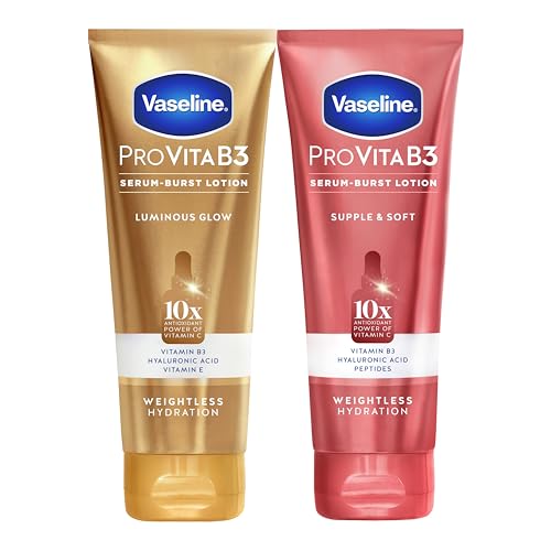 Vaseline Pro VitaB3 Skin Care Serum Burst for Healthy, Glowing Skin Luminous Glow & Supple & Soft 10x Antioxidant Power of Vitamin C with Vitamin B3, Hyaluronic Acid 7.5 fl oz 2Pk