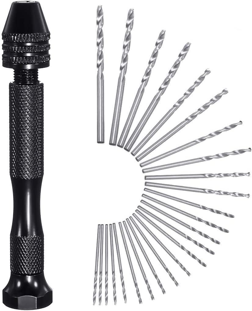 GOCHANGE26-Piece Set of Drill Bits for Hand Drills, Hand Drilling Tools Kit for Hand Drill, Metal, Wood, Jewellery, Model Making, DIY Drilling