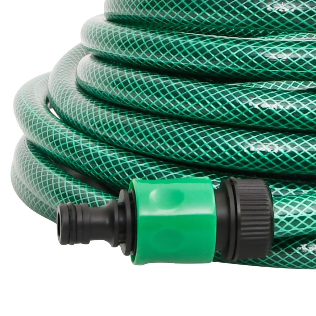 Tubo per piscina verde, 50 m, in PVC, flessibile e resistente, con rinforzo a 3 strati, incluso set di collegamento da 4 pezzi per piscina, pulizia della piscina, giardino e cura dell'acqua