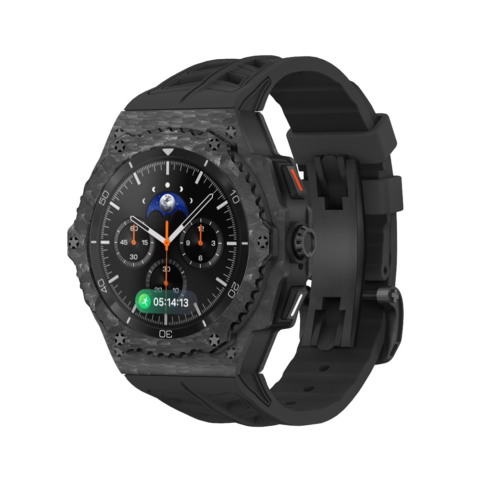 Photo 1 of **IS ONLY CASE, PLEASE READ**DGYSG Carbon Fiber Case with FKM Band for Samsung Galaxy Watch 8 Classic 46mm, Luxury Face Cover with Rotatable Bezel and Tactical Strap Heavy Duty Protection for Men