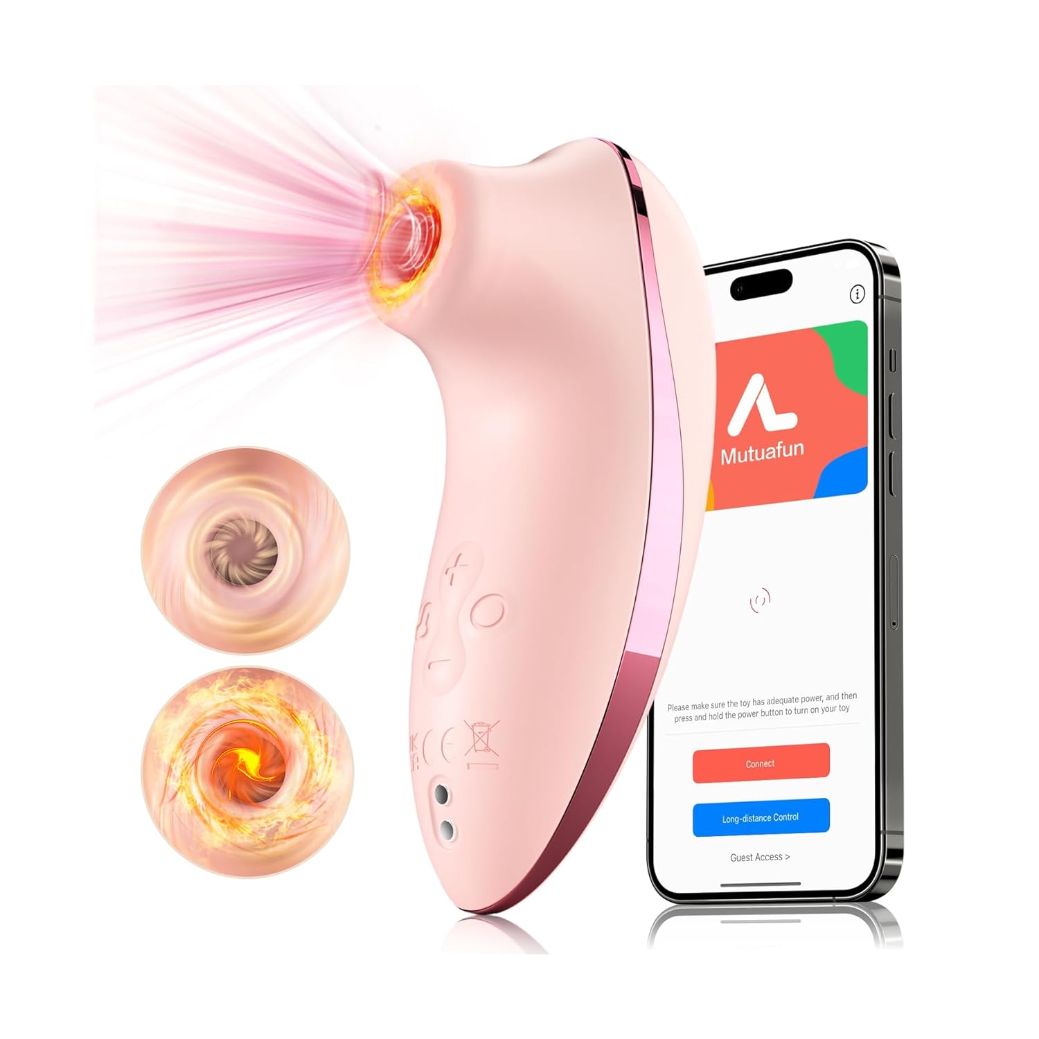 Heated Sucking Vibrator Sex Toys - Rose Sucker APP Remote Control Clitoral Stimulator with 5 5 Suction Waterproof