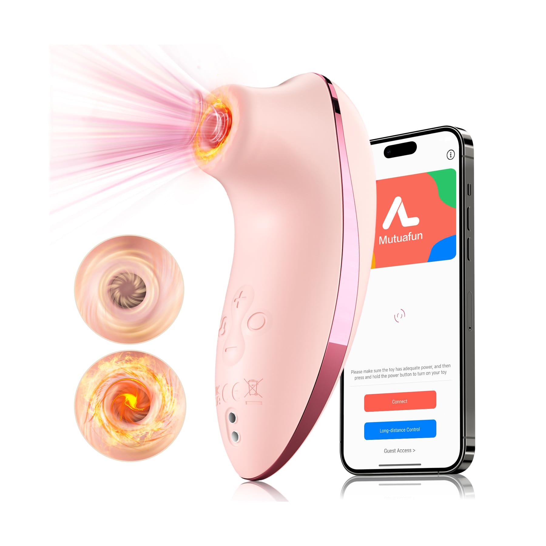 Heated Sucking Vibrator Sex Toys - Rose Sucker APP Remote Control Clitoral Stimulator with 5 5 Suction Waterproof