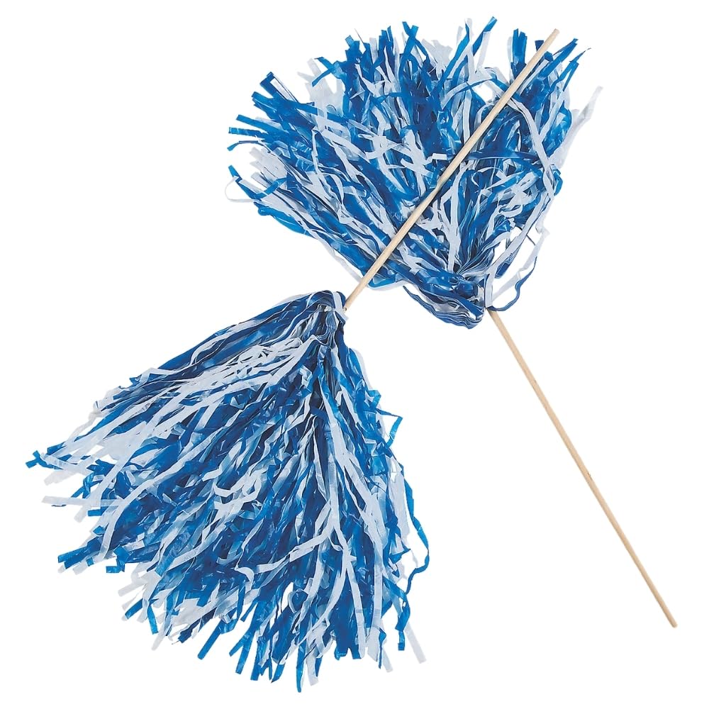 Amazon.com: Fun Express Royal Blue and White Cheer Pom Poms - Set