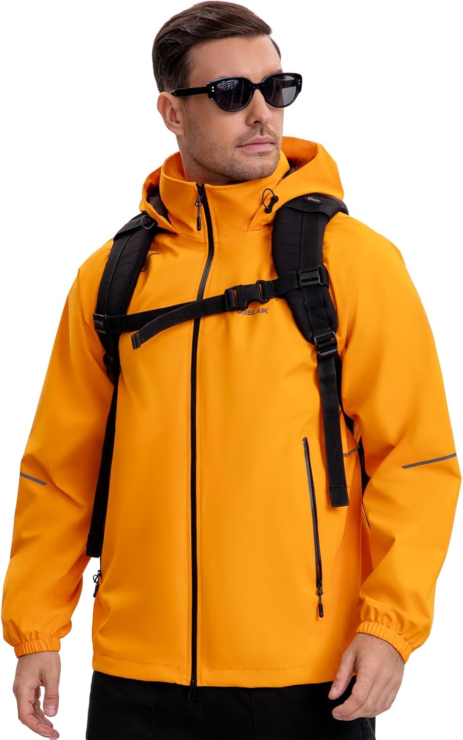 Men's Rain Jacket Waterproof Windproof Breathable for Hiking Cycling Commuting with Hood & Pockets - Image 2