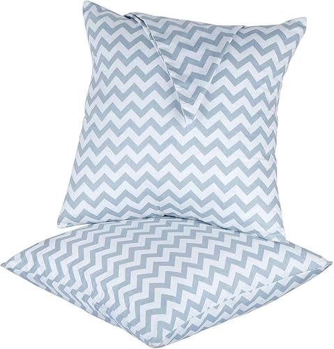 Miniatura 2 de Rockcloud Juego de 2 fundas de almohada cuadradas decorativas 100% algodón con ondas geométricas para sofá, dormitorio, automóvil, 18 x 18 pulgadas,