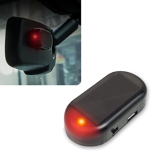 1 luz LED solar intermitente de seguridad para automóvil con puerto USB, accesorios de luz de alarma antirrobo para vehículos, luz de advertencia de
