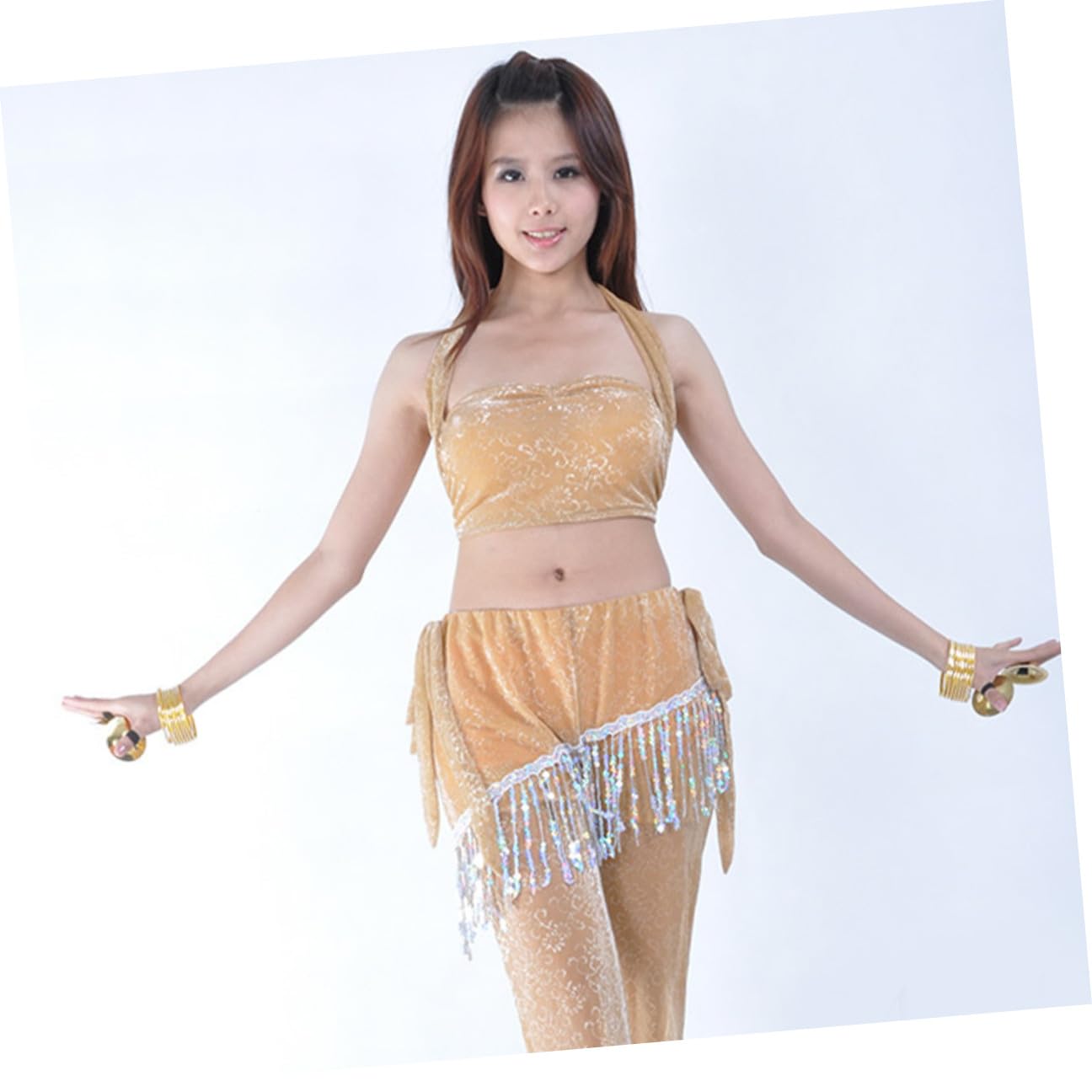 1 par de puntas de dedo de cobre con cordón elástico, pequeños cuencos para danza del vientre y actuaciones escénicas, bordes lisos, instrumento de percusión portátil