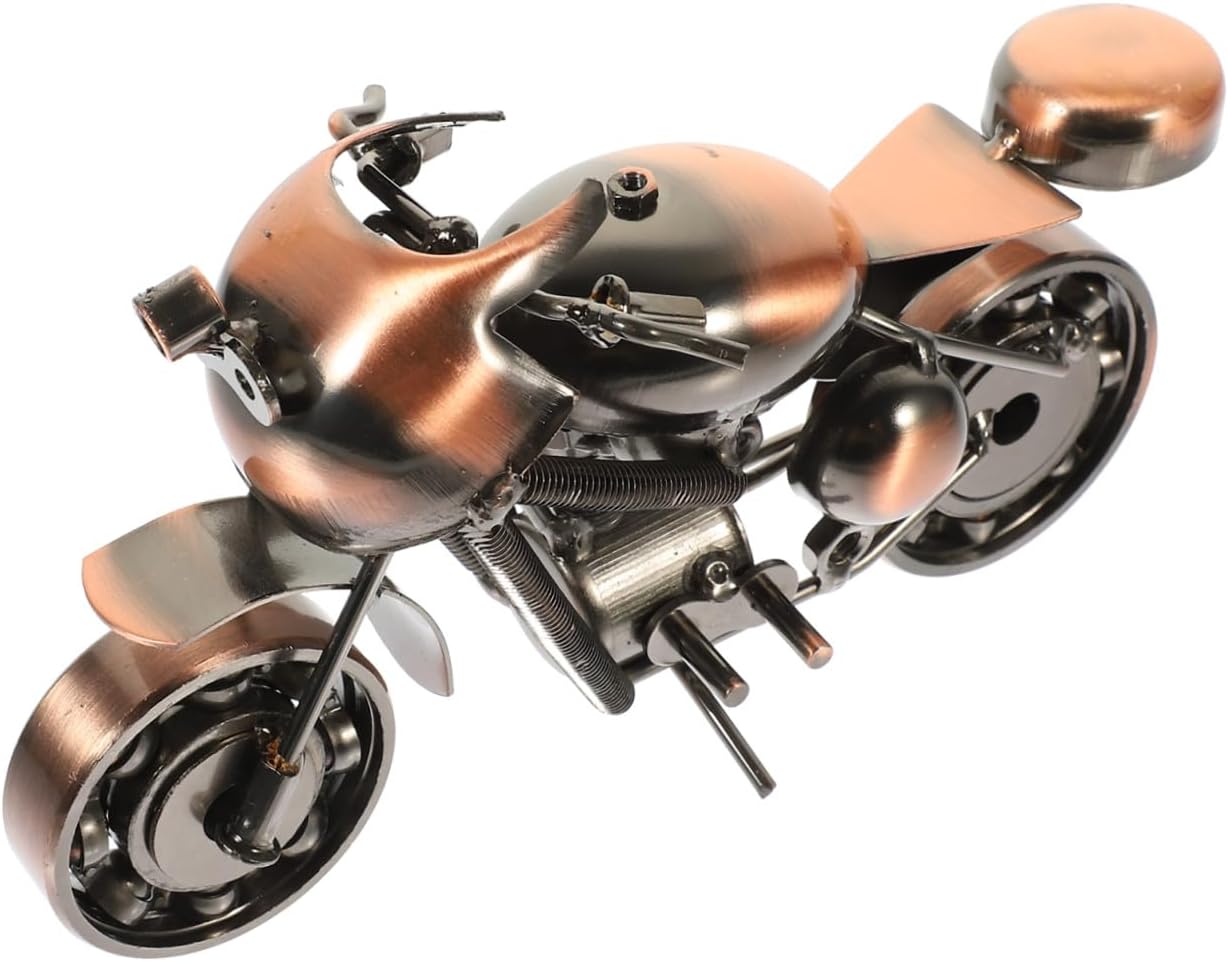 Simulation Motorcycle Model Bronze Decorative Motorbike Craft for Boys Desk for Home Office for Motorcycle Enthusiasts Unique Collectible Ornament for Boys and Girls and Men