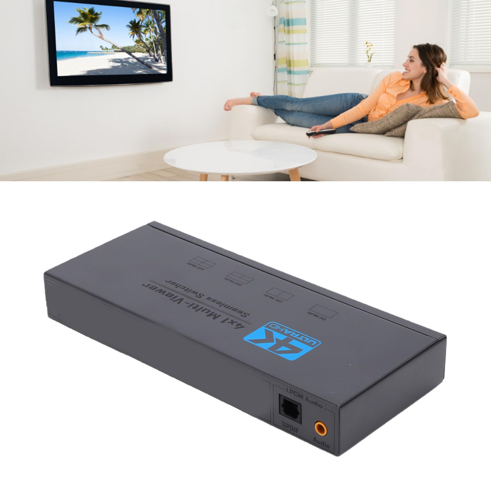 Bewinner 4x1 Multiviewer 4K 30Hz HDMI Bezszwowy do Transmisji na żywo