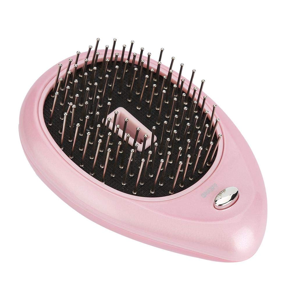 Spazzola elettrica portatile ionica mini spazzola per capelli pettine elettrico del cuoio capelluto massaggiante spazzola per la cura vibrazione massaggio pettine spazzola per capelli (rosa)