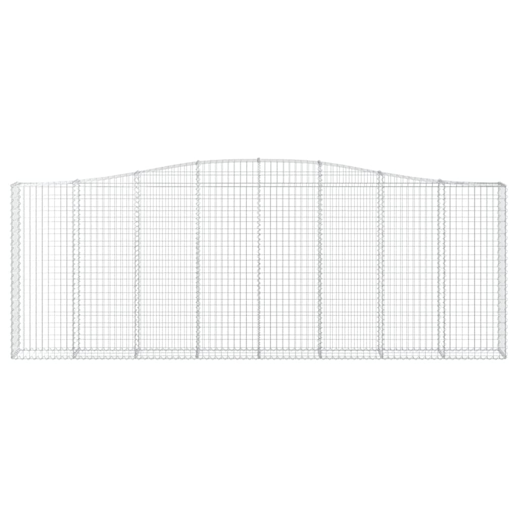 Gaviones con arco alto, 4 unidades, 400 x 30 x 140/160 cm, hierro galvanizado, para barrera de jardín y protección visual, como pared decorativa de gaviones insonorizada, de resistente