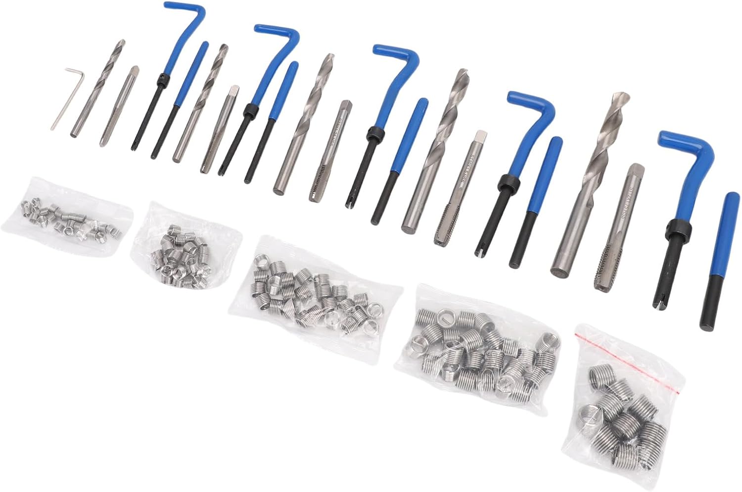Keenso 131PCS Metric Thread Repair Kit, Sizes with 110 Thread Inserts 20 Tools 5 Taps 5 Drill Bits, for Automotive Repairs