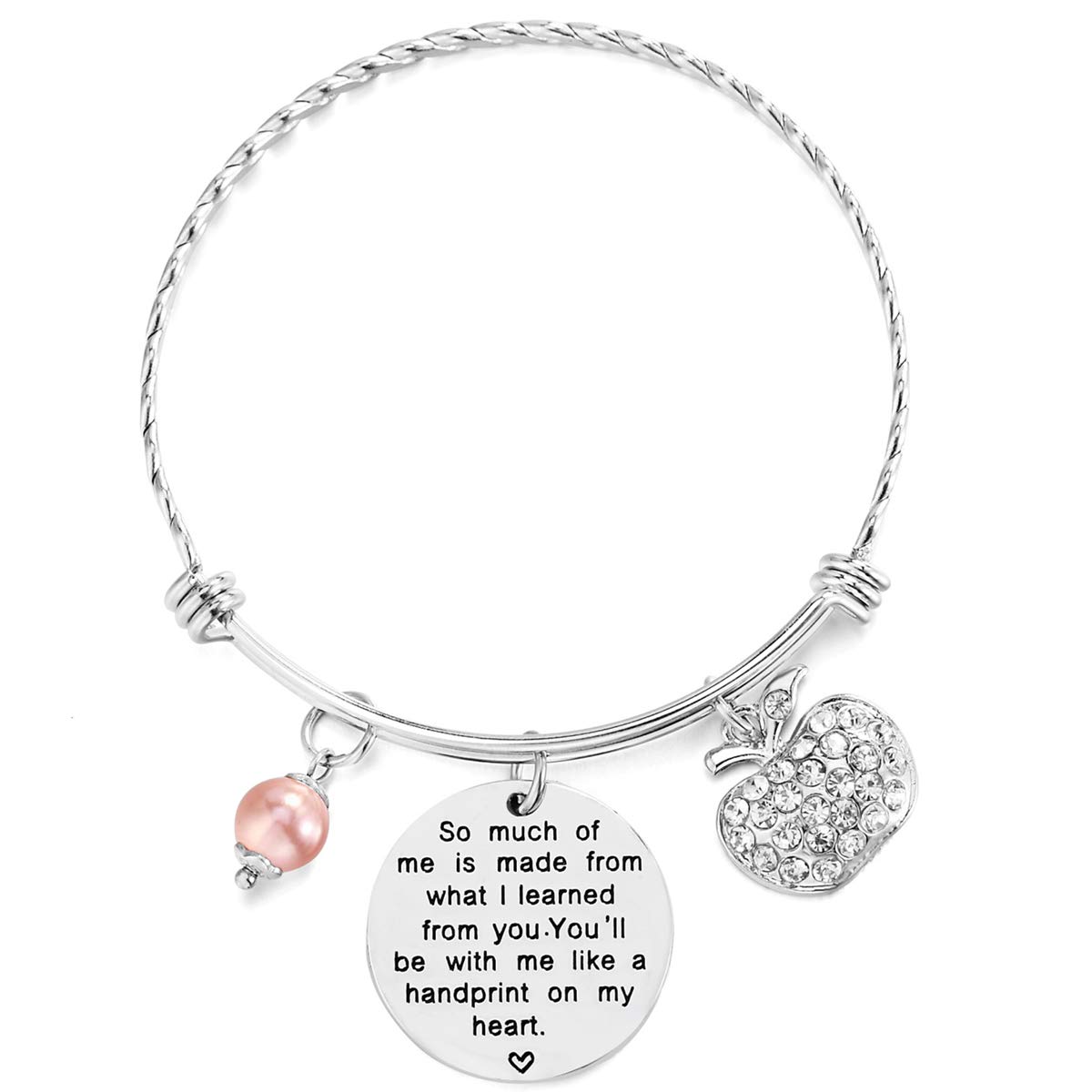 ELOITeacher Appreciation Gift It Takes a Big Heart to Teach Little Minds Bracelet Bangle Thank You Gifts