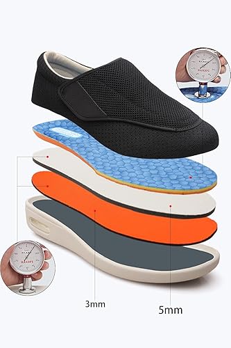 Miniatura 2 de ZUMEIJIA Zapatos para diabéticos para mujer, zapatos casuales ajustables para caminar, zapatos anchos para ancianos, pies hinchados,