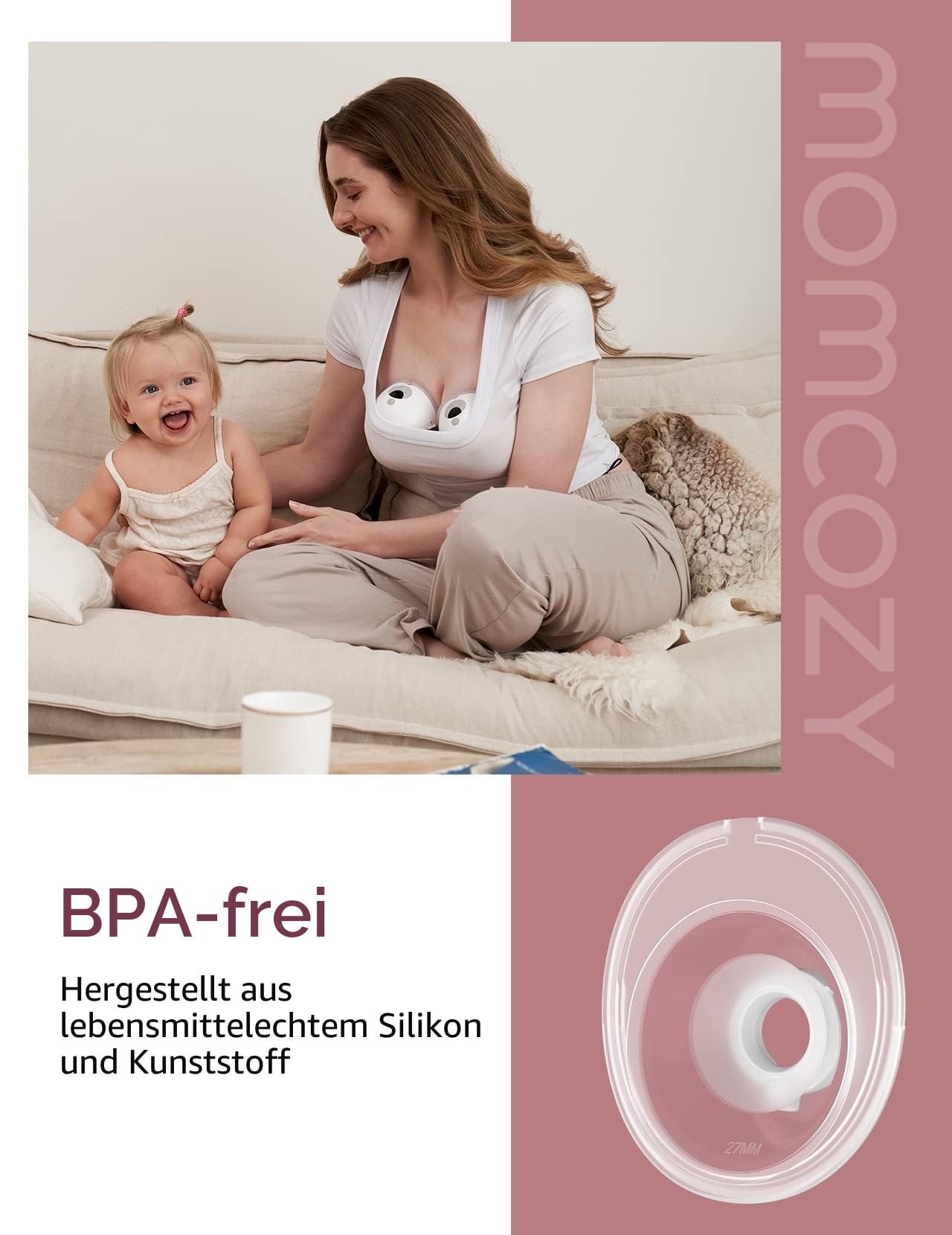Momcozy Doppelt versiegelter Flansch 27 mm Kompatibel mit momcozy M5 Milchpumpe Original-M5-Milchpumpen-Ersatzzubehör, 1 Stück (27 mm)