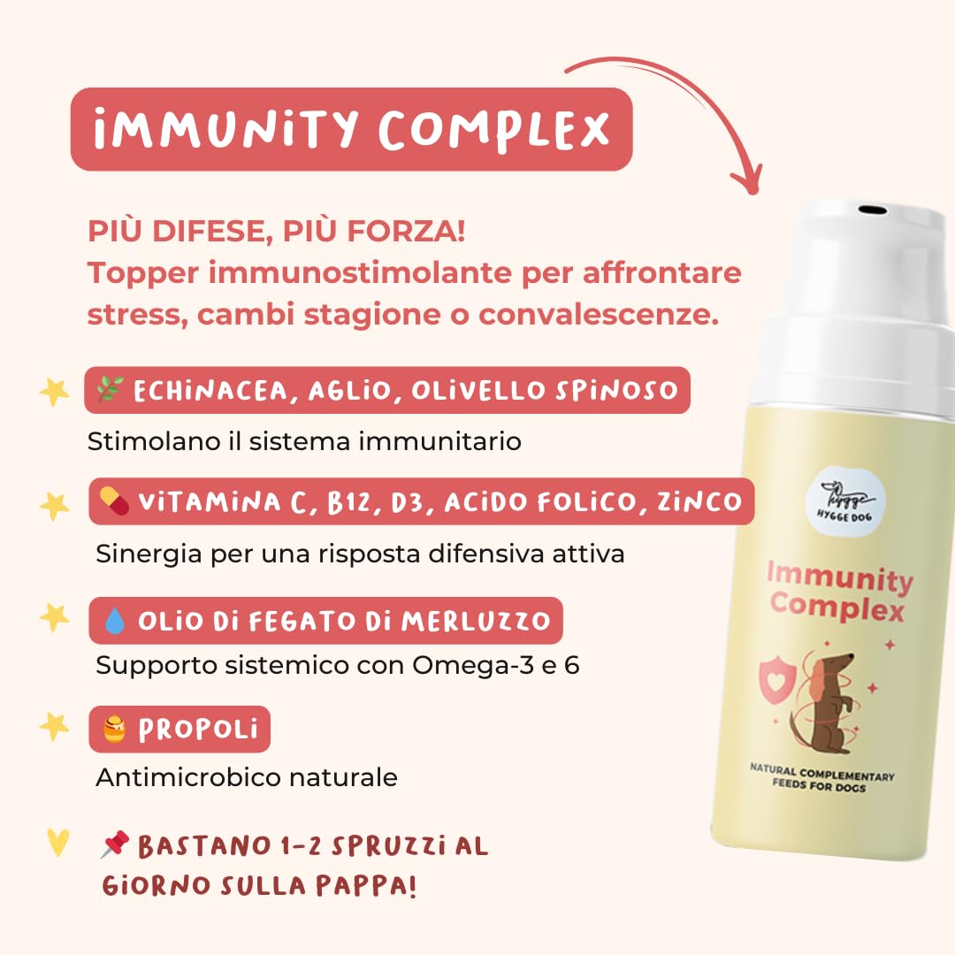 Immunity Complex | Complément immunitaire pour chiens | Topper liquide avec échinacée, propolis, ail et argousier | pour défenses naturelles et vitalité | 2x100 ml | Hygge Dog