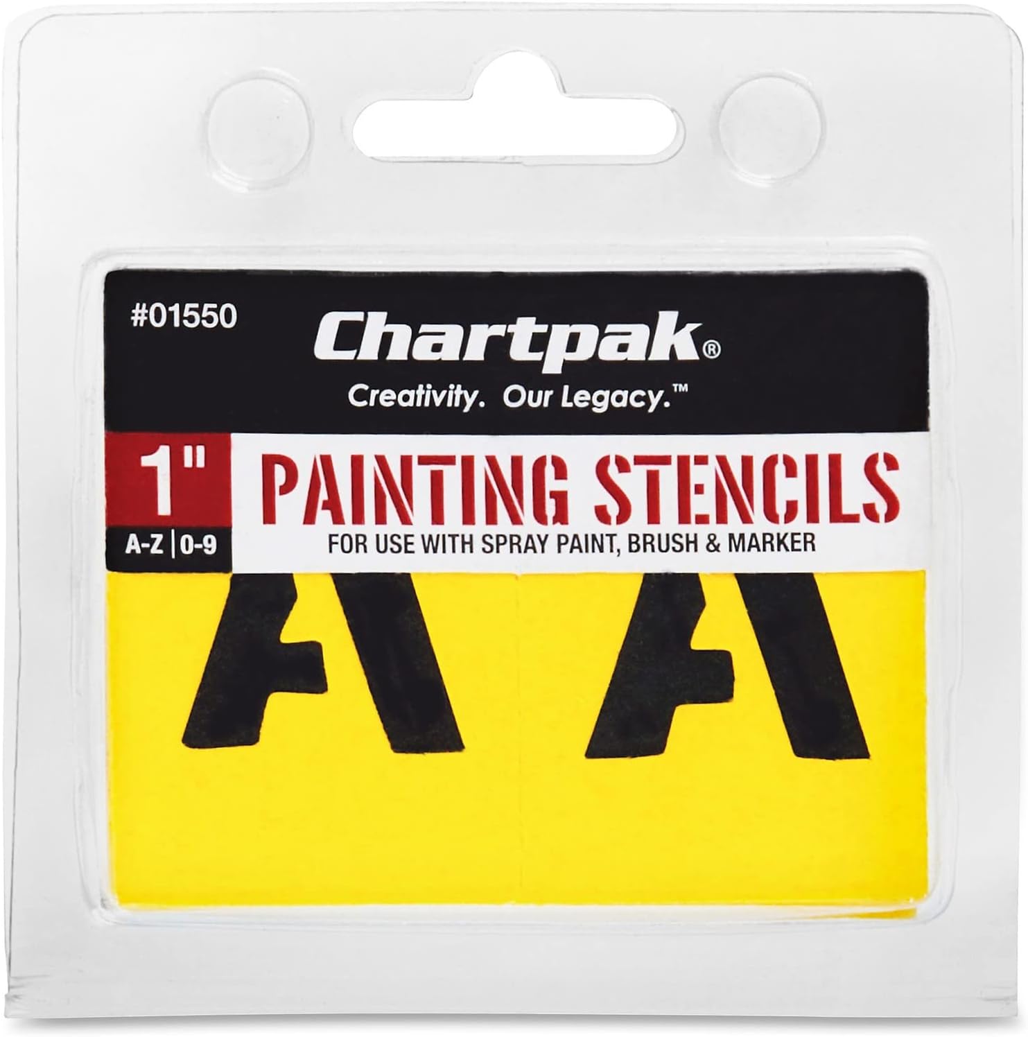 Chartpak Letter and Number Painting Stencils, A-Z and 0-9, 4 Inches H, 35 per Pack (01565)