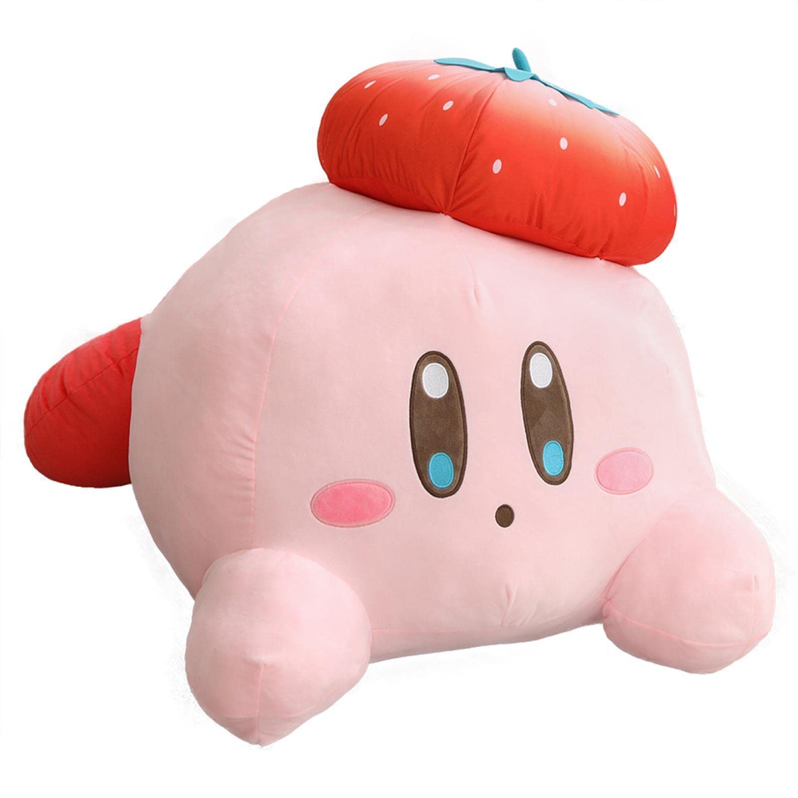 Soft time TOY Giant Kirby Plush Large Toy, Kawaii Strawberry Berets Kirby Plushie, Soft Stuffed Animal, Kids' Plush Toy Pillows, Gifts For Kids Beretskirby-35cm
