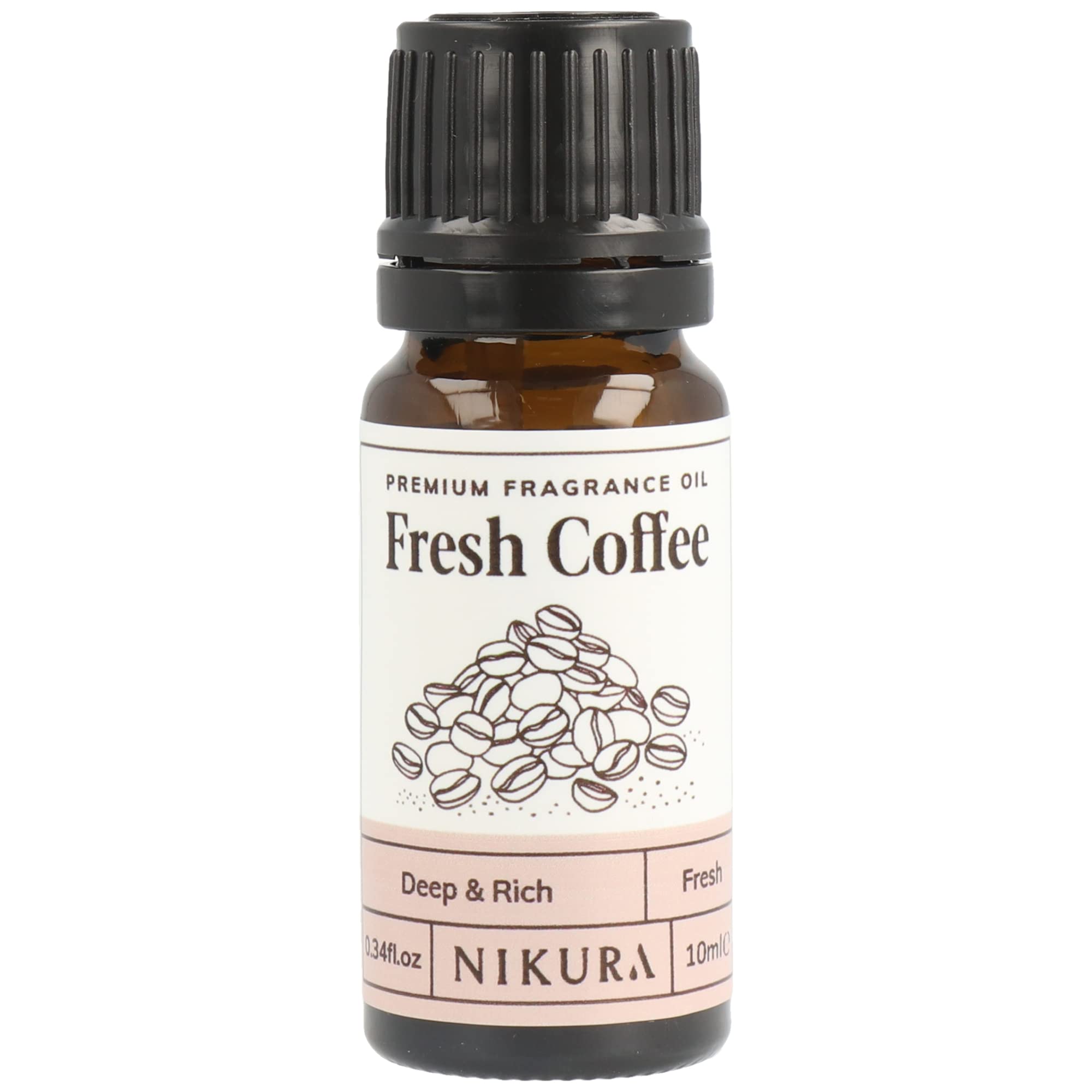 Nikura | Fresh Coffee Fragrance Oil - 10ml | Perfect for Soap Making, Candle Making, Wax Melts, Diffuser | Great for use in Bath Bombs, Perfume Oil, Perfume Scents, Potpourri | Vegan & UK Made