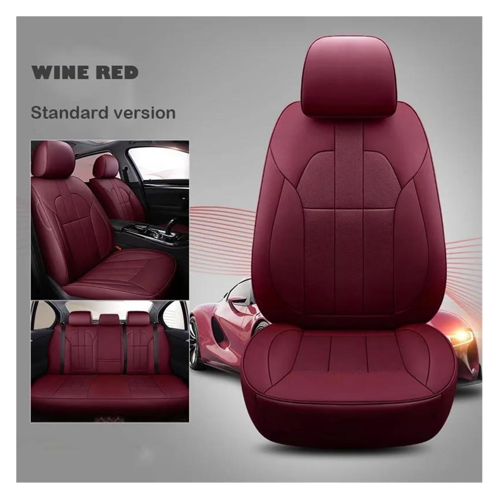 Für VW Für ID3 ID4 ID6 Für C-Trek Für T-Cross Für Viloran Für Tayron Für Talagon Auto-Autositzbezüge Custom Car Seat Cover Set Autositzbezüge(Wine Red)