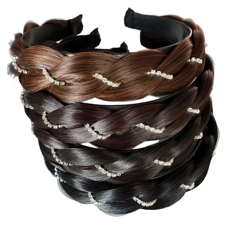 LUOLINGONGJUE® New Braided Diamond Wig Headband for Women | Hairpin Hair Bundle Headdress with Teeth for Travel 4