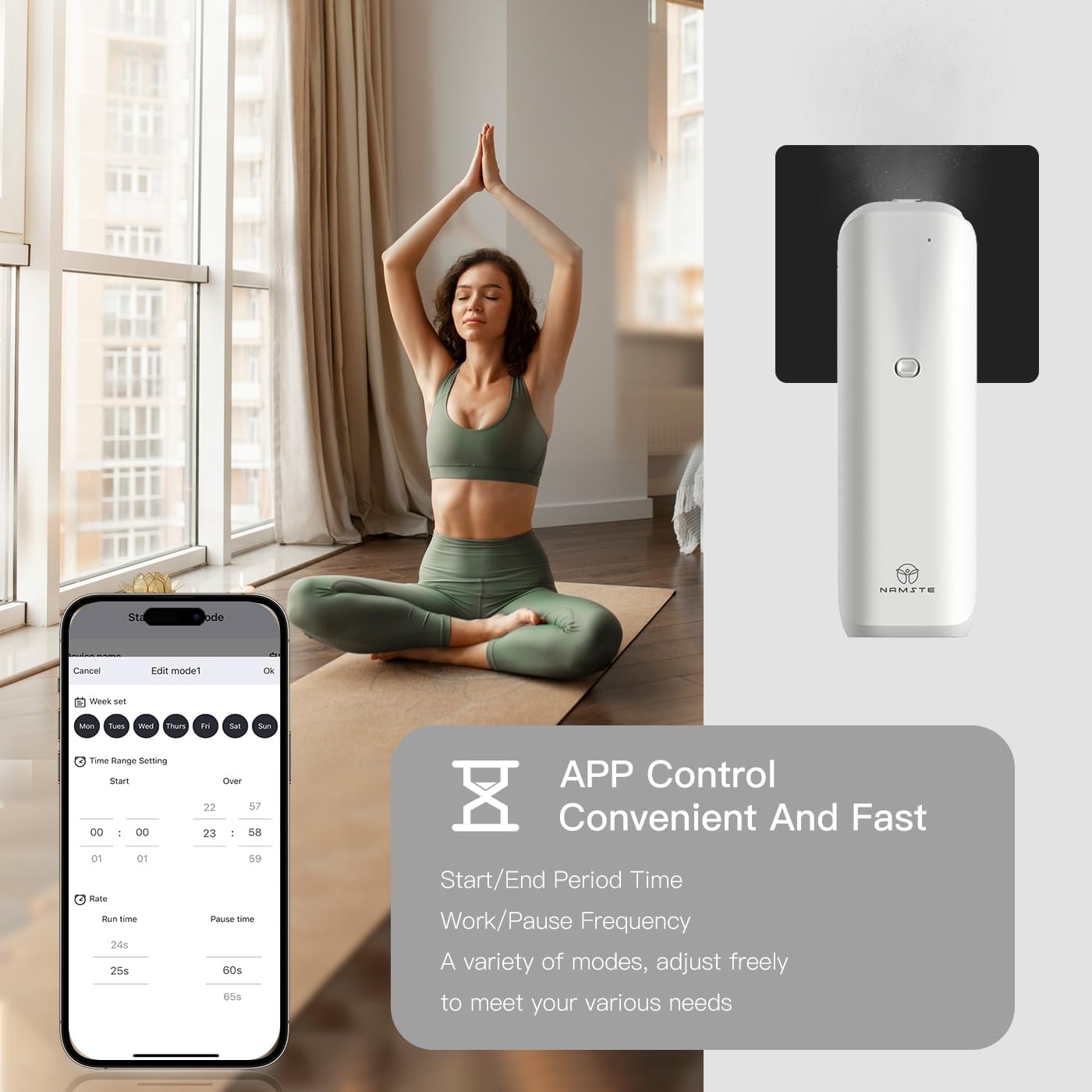 𝑷𝒍𝒖𝒈 𝑰𝒏 Essential Oil Waterless Diffuser - Home Scent Diffusers Starter Kit, Silent Mist Aroma Machine App Control Cold Air 800 Sq.ft Coverage,100ML Wall Aromatherapy for Bedroom,Bathroom