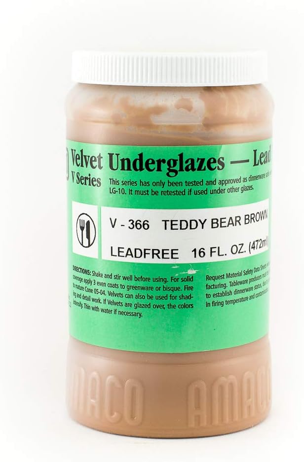 AMACO Velvet Underglaze, Pint, Teddy Bear Brown V-366, Each
