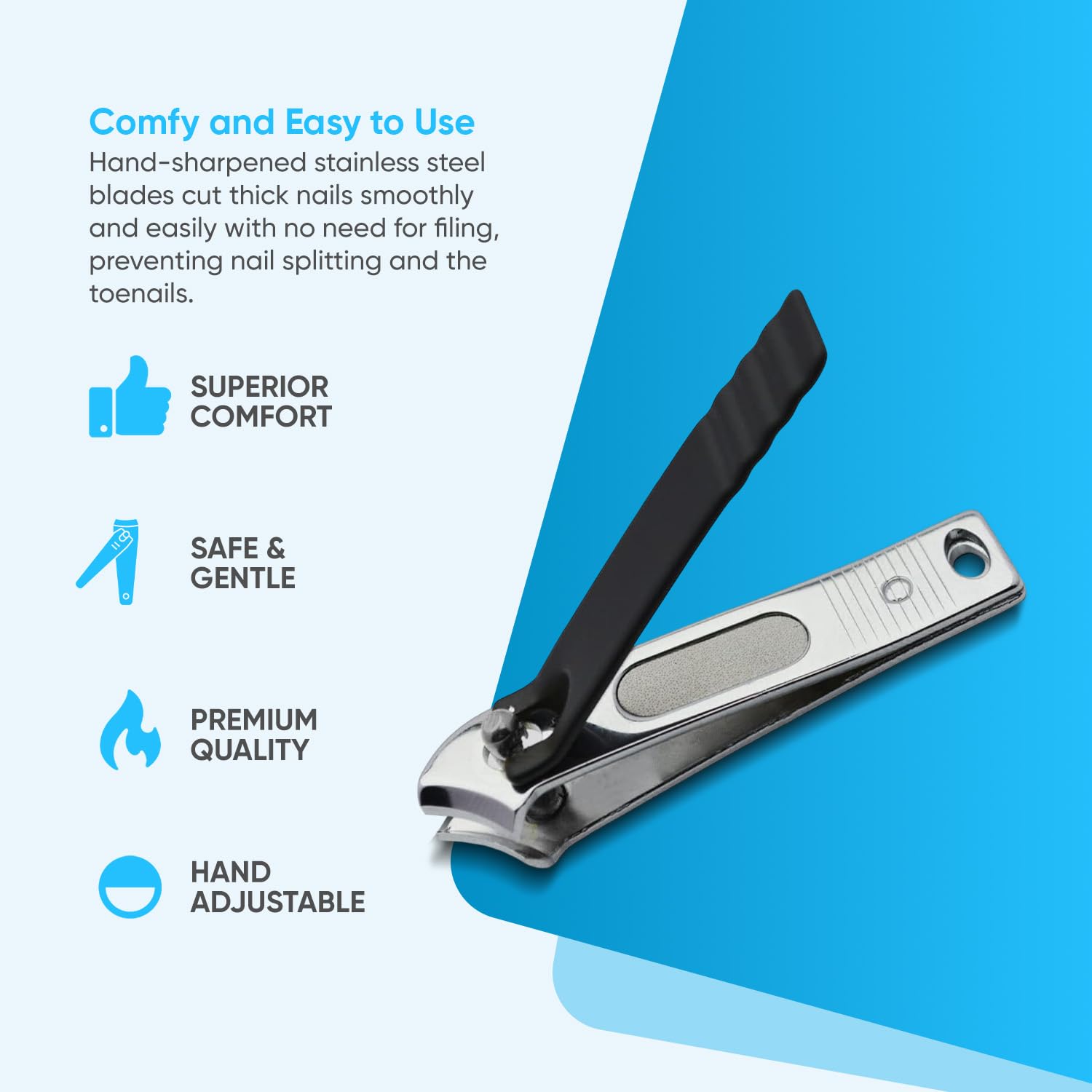 Nail Clipper, Heavy Duty Nail Clipper Toenail Clippers Stainless Steel Nail Cutter for Men and Women Thick Fingernail Toenail (Side Face)