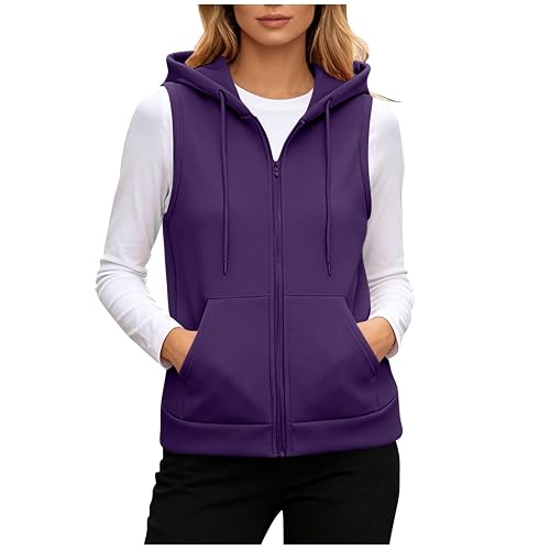 Womens Oversized Zip Up Sweatshirts Sleeveless Hoodie Lightweight Jackets Vest