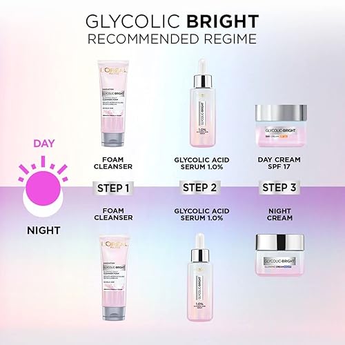 Miniatura 6 de L'Oreal Paris Glycolic Bright Daily Foaming Face Cleanser, 3.4 fl oz  Lavado facial de ácido glicólico para piel opaca  Limpiador facial diario