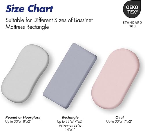 Miniatura 10 de Soarwg Kids Sábanas de moisés, sábanas de moisés para bebé niño y niña, sábana de moisés neutra, apta para colchón rectangular, redondo, ovalado,
