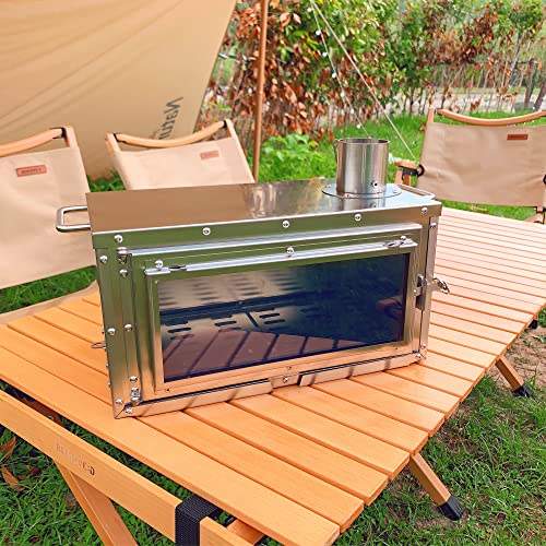 Titimo Foldable Large Tent Stoves With Chimney Pipe Wood Burning Stove For Camping,Hunting,Ice Fishing,Heating,Cooking(Stainless Steel) #TOP3