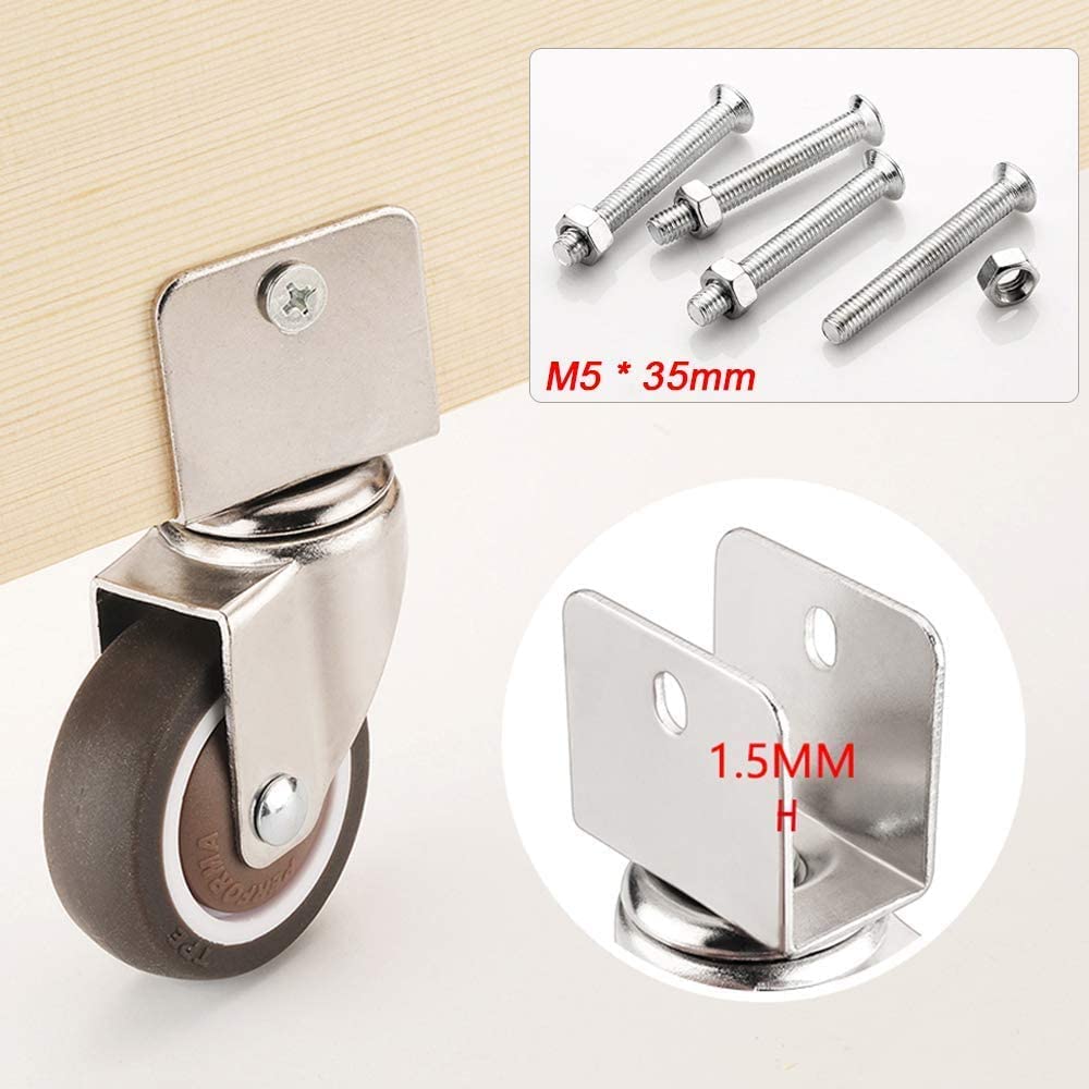 Rotelle girevoli per mobili da 40 mm con rotelle mobili silenziose con freno di ricambio (4 pezzi senza freno 16 mm)