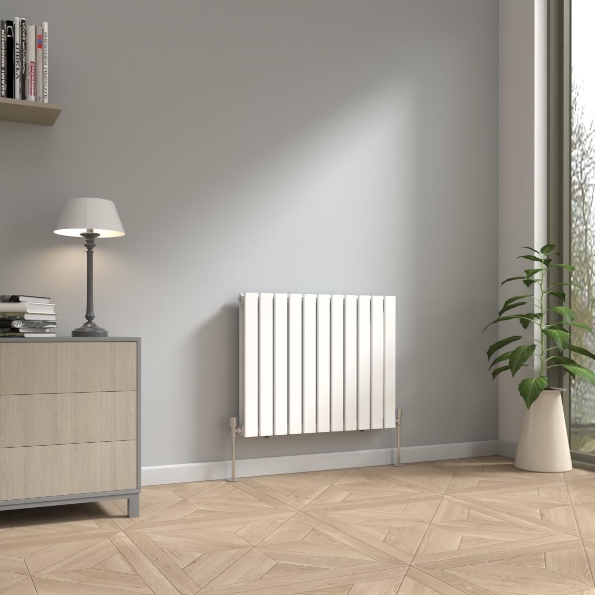 Nrg White 600 X 748Mm Horizontal Radiator Gloss Double Modern Flat Panel Bathroom Central Heating Heater Radiators