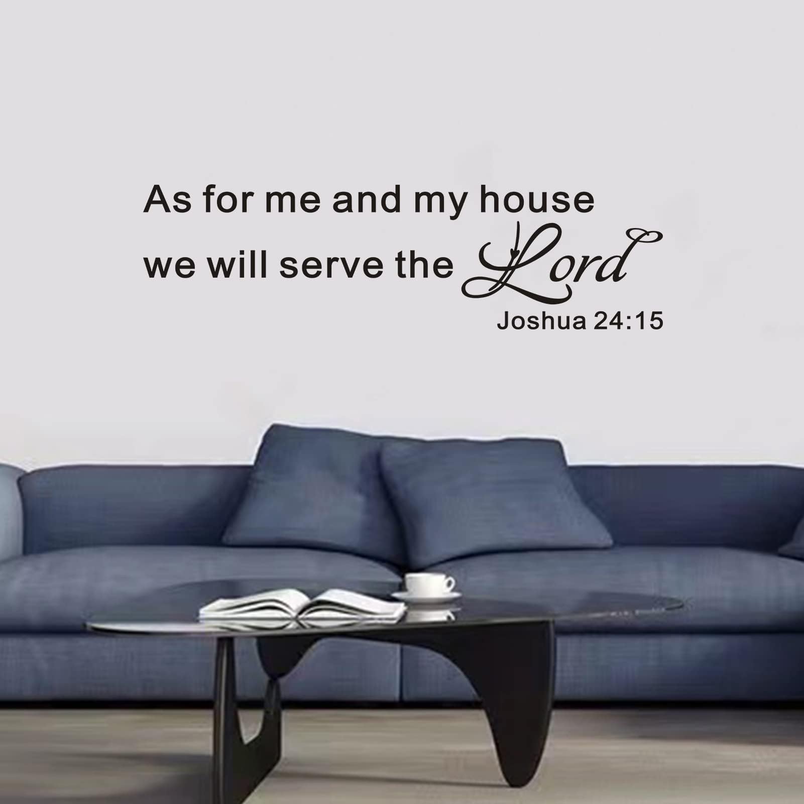 Wall Stickers for Living Room, Scripture Wall Decals, (Easy to Install), Wall Decor Quotes Inspirational Bedroom Kitchen Bible Verse Family Sayings Signs Art Home Vinyl, As for Me and My House 25"X7"