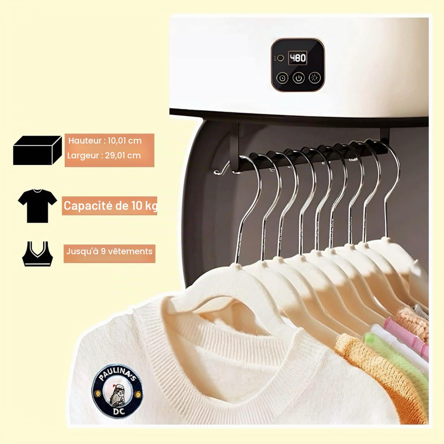 Mini sèche-linge pompe à chaleur avec minuterie 1-8H, télécommande et stérilisation UV