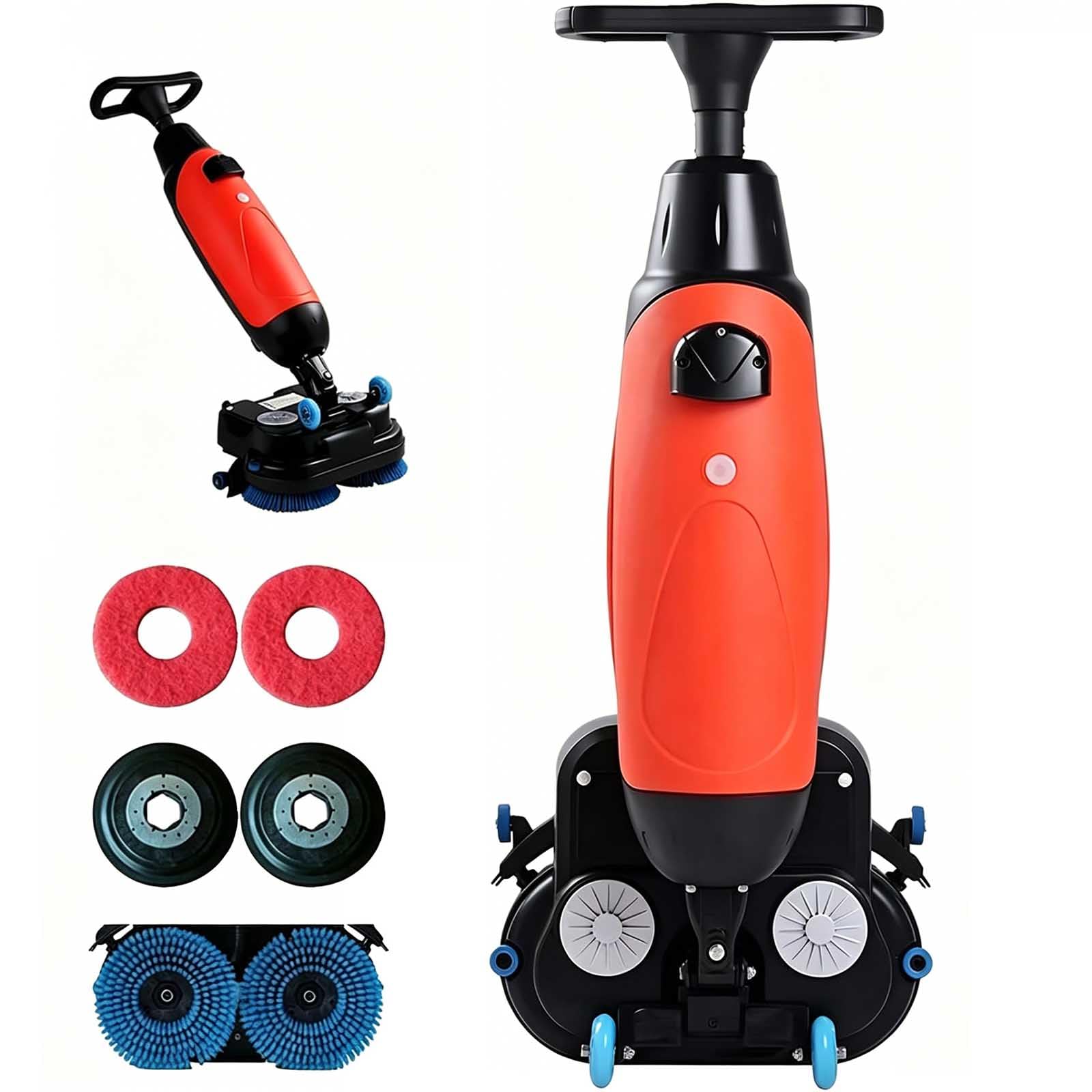 aromaoveite Floor Polisher Commercial, 17" Carpet Cleaning Machine, Floor Buffer Scrubber,170 Rpm, Coverage 12000 Sqft/H,Equipped With A 4.5l Fresh Water Tank And A 7.5l Wastewater Tank Red
