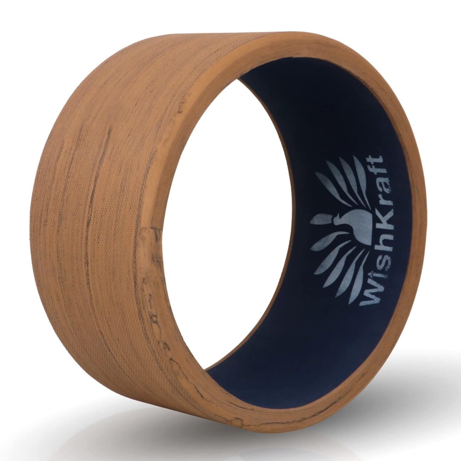 WishKraft WIDE Yoga Wheel Roller 13 x 6.25 inch [Teak Brown] (Yoga Wheel, WIDE)