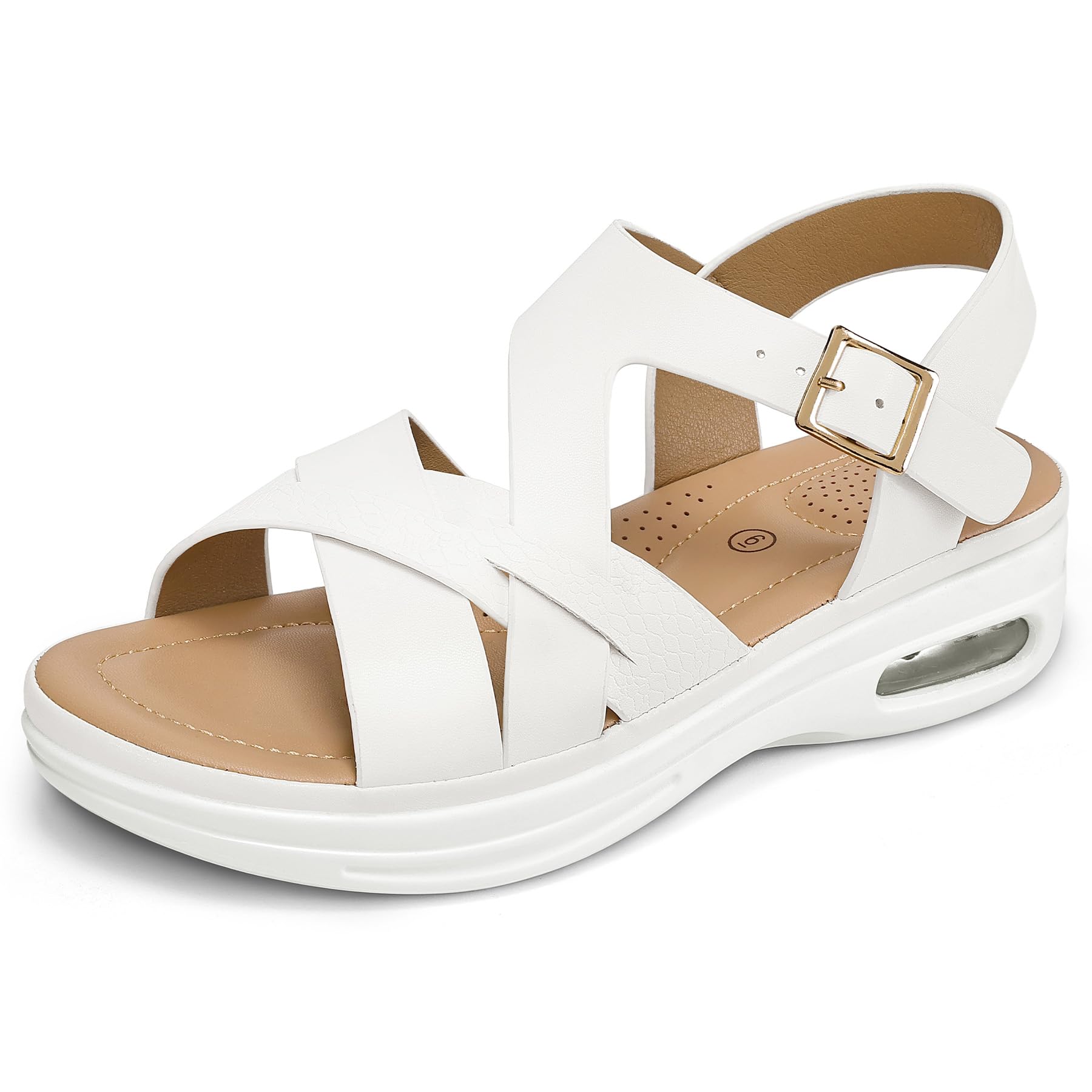 mysoft Women's Walking Sandals Comfortable Air Cushioned Support Ankle Strap Dress Sandals