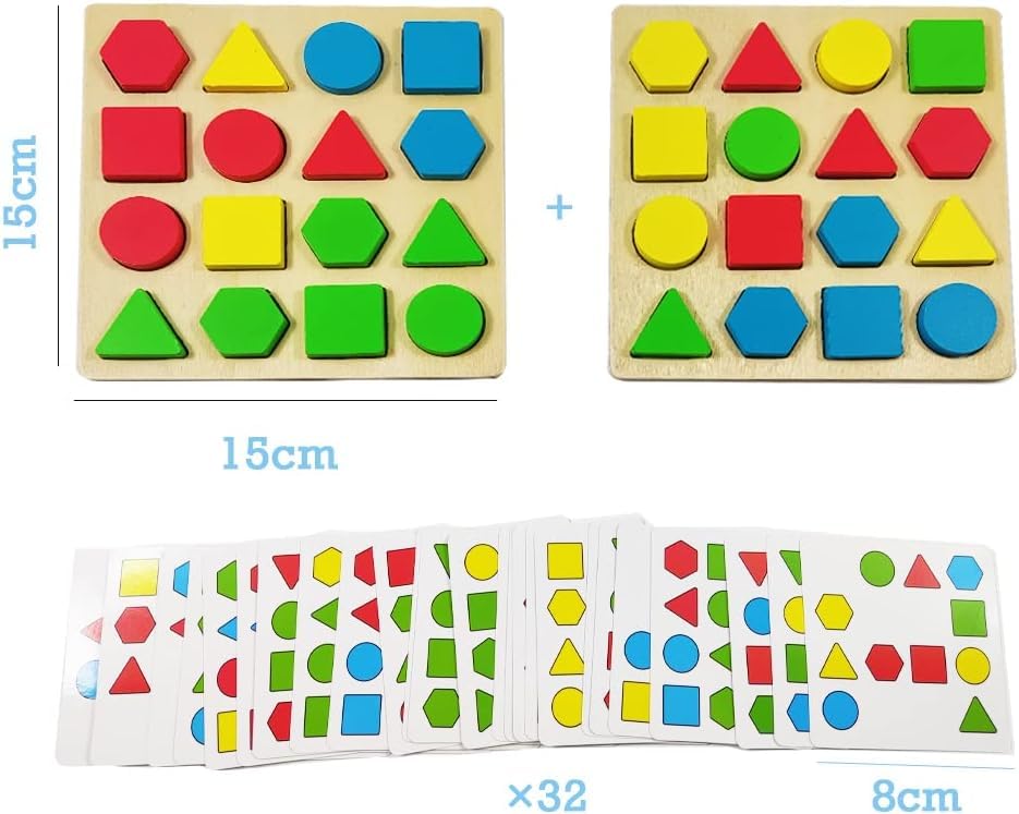 ZUNIPLEX Color and Shape Matching Game, Montessori Toys for 3 4 5 6 Years, 2 Toys Sets + 32 Tokens - Image 3