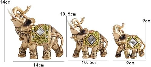 Miniatura 5 de Estatua de elefante, escultura de elefante de Feng Shui, figura de riqueza de la suerte para el hogar, oficina, tienda, decoración de regalo (verde,